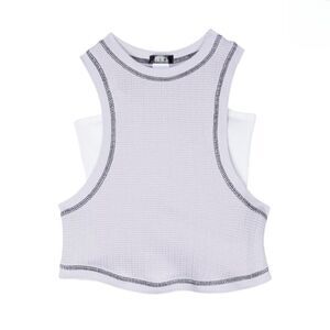 Truce Kids Lavender Popcorn-Knit Tank White Tube Top - Girls S 7-8